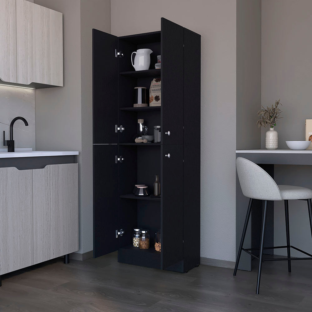 Pantry Cabinet Coahoma, Kitchen, Black Black Particle Board Engineered Wood