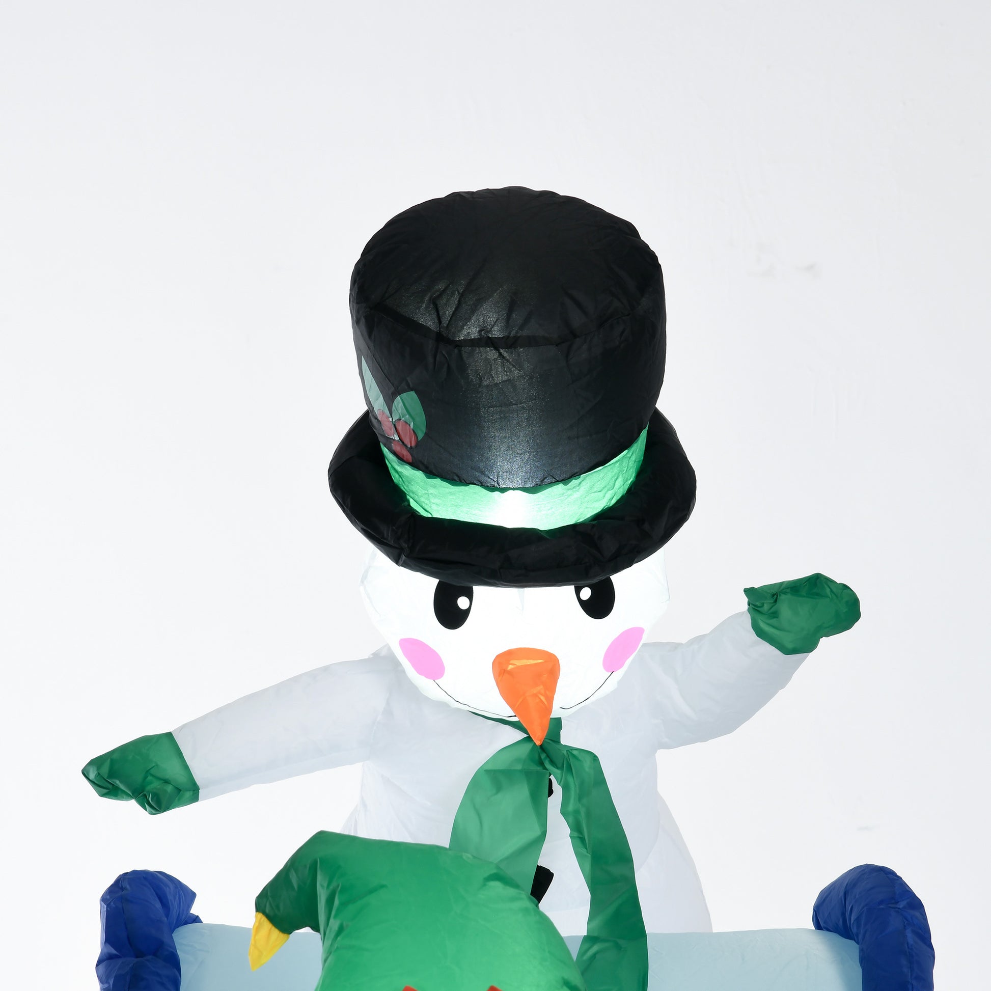 Homcom 8.5Ft Long Christmas Inflatable Snowman Elf And Gingerbread Man Multicolor Polyester