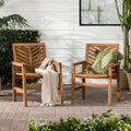 Modern 2 Piece Chevron Patio Chairs Brown Brown Acacia Wood