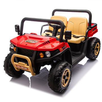 24V Xxxl Kids Ride On Utv W Parents Remote Control,Two Seater,Automatic Tipping Bucket,Rear Wheel Suspension,Slow Start,Portable Handle,Safety Belt,Led Light,Usb,Mp3,Bluetooth,Horn For Kids Aged 3 8. Red 50 99 Lbs Polypropylene