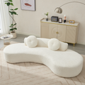Arrived 105.5''Curved Sofa, Modern Minimalist Sofa, Cloud Couch Sofa 3 4 Seater Couch With 2 Pillows,Bedroom, No Assembly Required, Point Shaped Corduroy, Anti Wrinkle Beige Beige Polyester Primary Living Space Tight Back Soft Modern Foam Upholstered 3