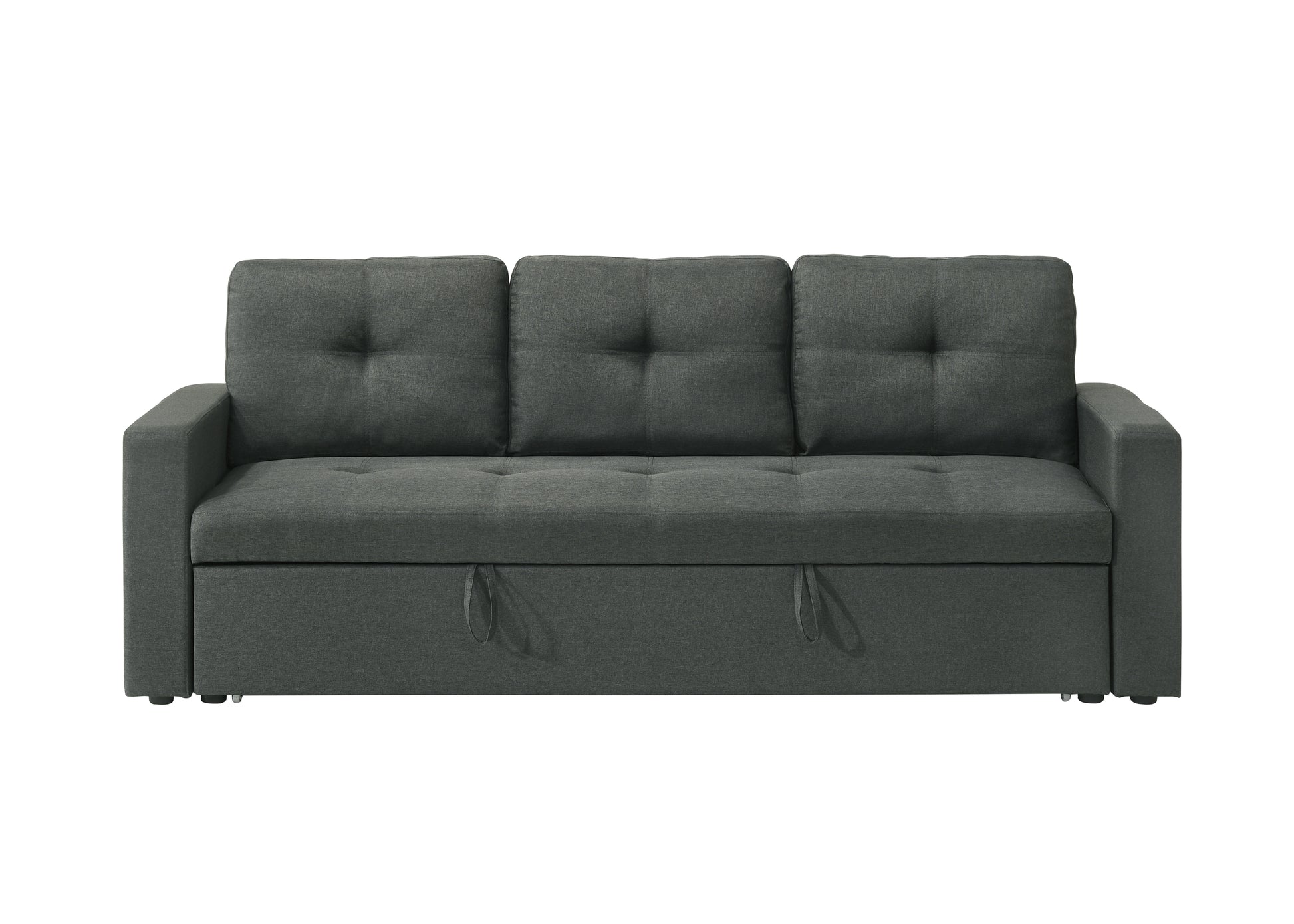 Burleigh 83.5"W Dark Gray Fabric Sleeper Sofa With Tufted Cushions Dark Gray Fabric 3 Seat