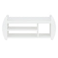 Retro Multifunctional Storage Bench With Cushion And Curved Side Panel For Entrance And Living Room Antique White Antique White Mdf