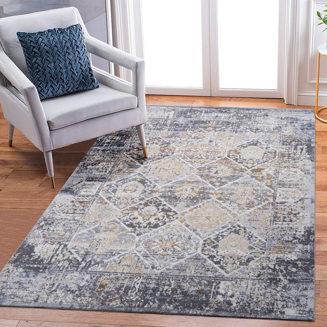 5X7 Multi Traditional Non Shedding Living Room Bedroom Dining Home Office Stylish And Stain Resistant Area Rug Multi Polyester