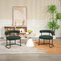 Coolmore Boucle Dining Chairs Set Of 2, Mid Century Modern Curved Backrest Chair, Round Upholstered Kitchen Chairs Emerald Boucle Emerald Foam Mdf Metal