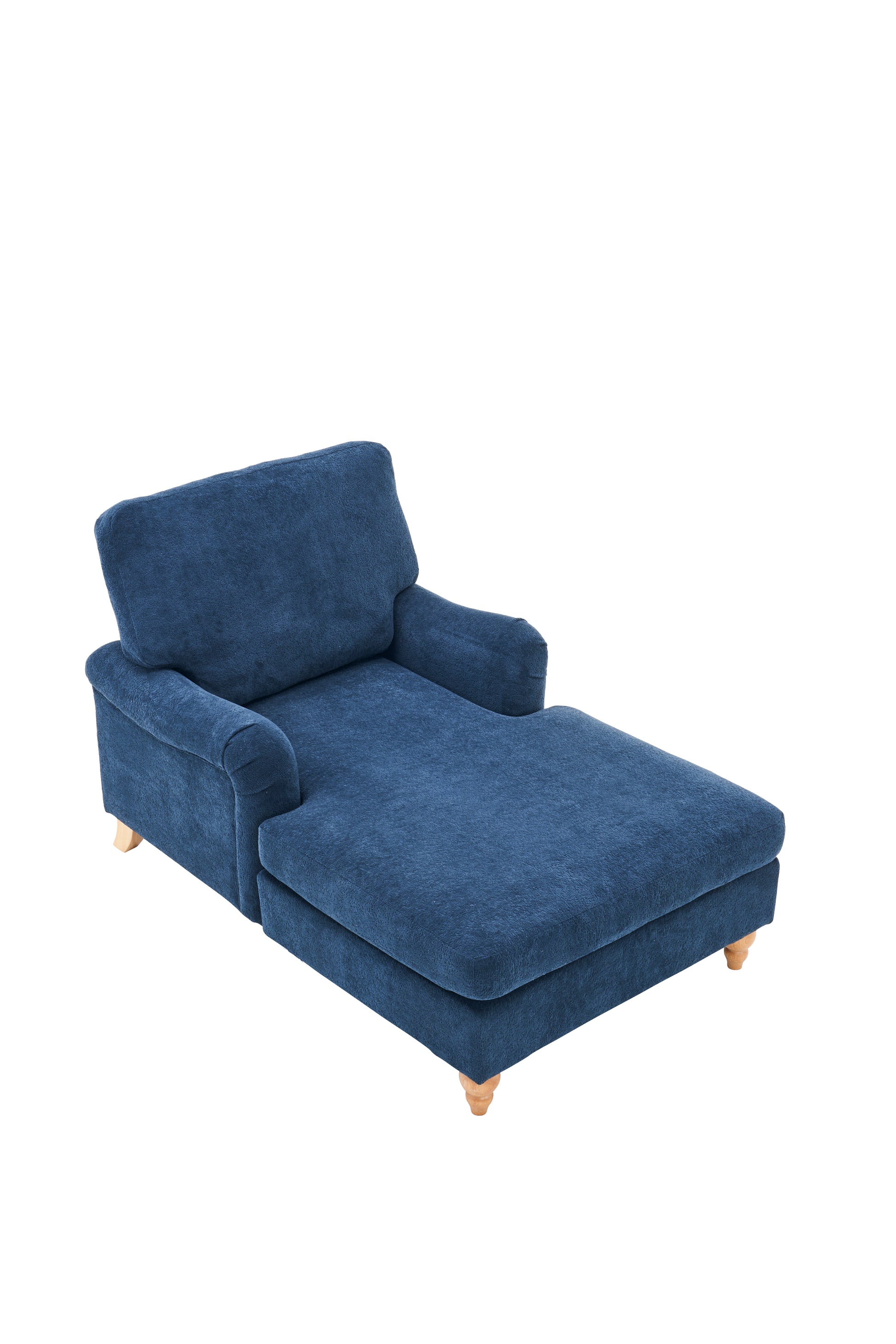 Modern Mid Century Indoor Oversized Chaise Lounger Comfort Sleeper Sofa With Soild Wood Legs Blue Foam 1 Seat