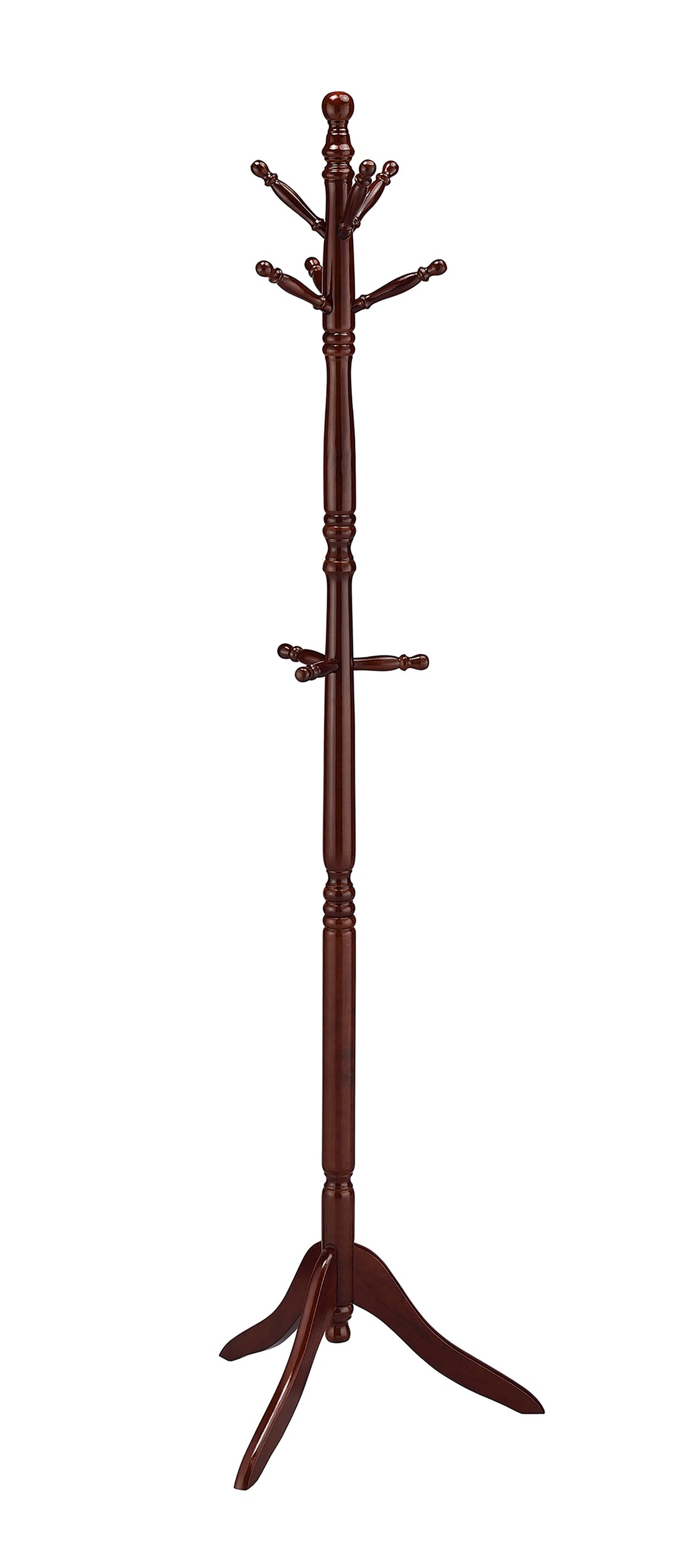 71.5" Tall Wooden Standing Coat Rack "Swivel" With Cherry Finish Cherry Wood