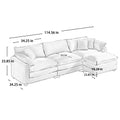 Corduroy 3 Seater Sofa With 1 Footrest, L Shaped Double Sofa With Ottoman For Small Living Rooms, Grey Corduroy Sofa Grey Corduroy 3 Seat