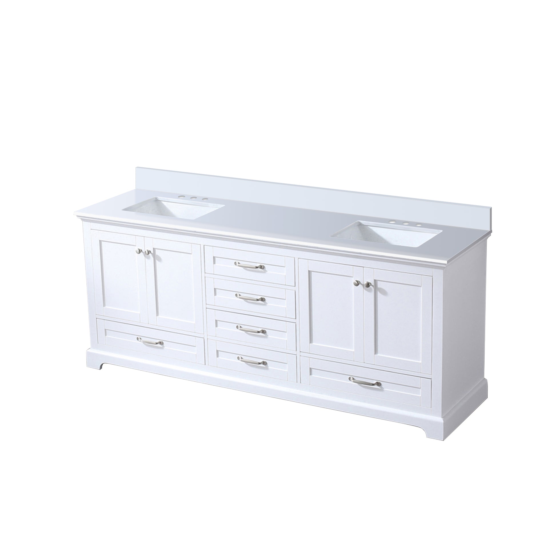 White Double Bath Vanity 80 In. W X 22 In. D, With Cultured Marble Top White Plywood Wood