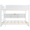 Queen Over Queen Bunk Bed With Storage Cabinets And Usb Ports, White Expected Arrival Time: 10.26 White Solid Wood Mdf