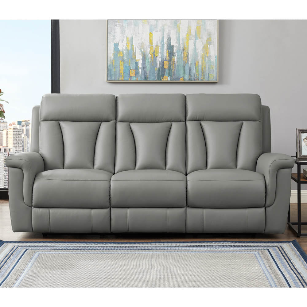 Rhapsody Power Zero Gravity Reclining Sofa Silver Grey Memory Foam Genuine Leather 3 Seat