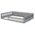 Wood Full Size Upholstered Platform Bed With Guardrail And Pillow, Gray Box Spring Not Required Full Gray Wood Bed Frame Solid Wood Mdf