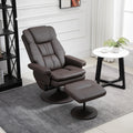 Homcom Recliner And Ottoman With Wrapped Base, Swivel Pu Leather Reclining Chair With Footrest For Living Room, Bedroom And Home Office, Brown Brown Faux Leather