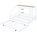 Full Size Metal House Bed With Trundle, White Full White Metal