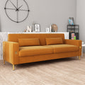 Fx P18 Or Sofa Luxury Velvet Sofa With Gold Accents Modern 3 Seat Couch With Plush Cushions, Perfect For Living Room And Office Decor Orange Velvet 3 Seat