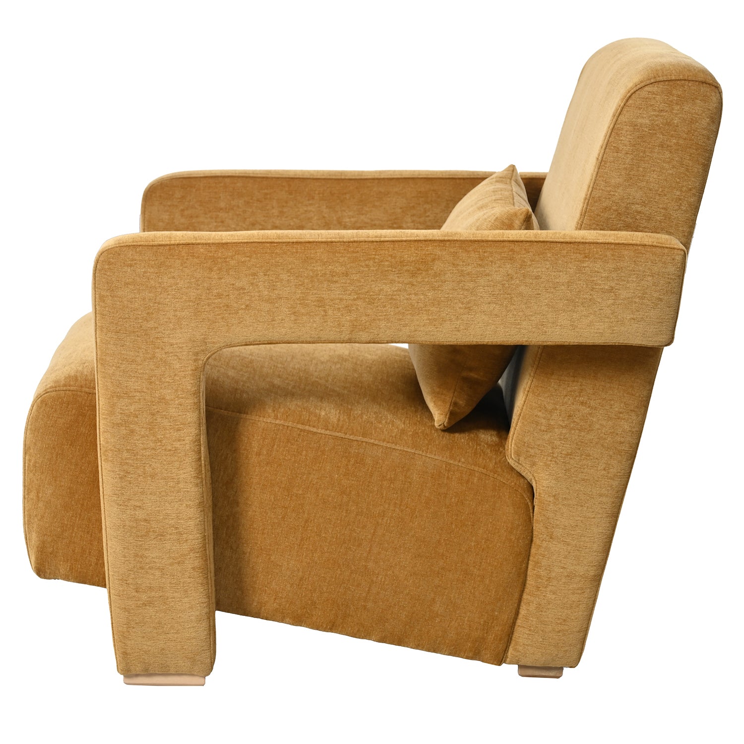Mirod Sleek Right Angle Armrests, Ergonomic Lumbar Support, Square Wooden Block Legs, Inclined Seat For Comfort, Artistic Statement Piece For Living Room,Bedroom And Study Yellow Chenille