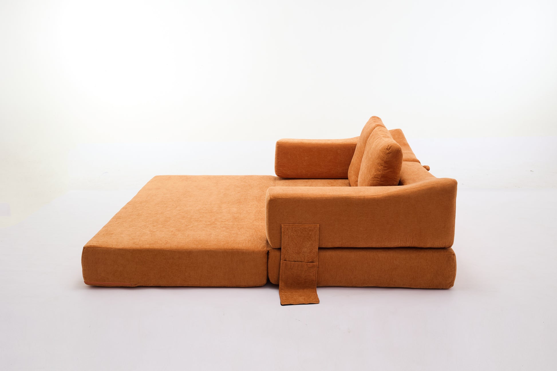 Modern Minimalist Sofa, Fold Out Sofa Bed, Convertible Chair Floor Couch & Sleeping Mattress For Living Room, Bedroom, Apartment, Removable Backrest, Orange Orange Chenille Soft Vintage Chenille 2 Seat