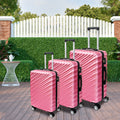 3 Piece Hard Shell Luggage Set With Tsa Lock Spinner Wheel Abs Lightweights Checked Convenient Stackable Suitcase Woman Men 20 24 28 Pink Abs