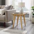 Japandi Minimal Solid Wood Side Table English Oak Light Brown Mdf Mdf