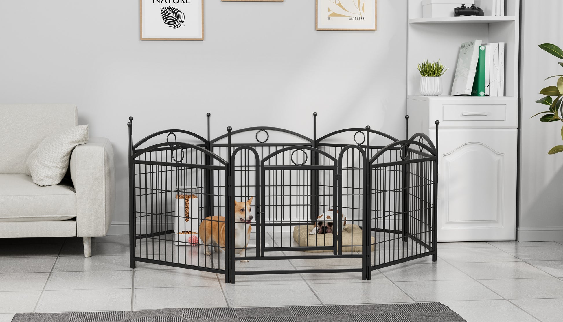 Dog Playpen Indoor 24 Inch 8 Panels Metal Dog Pen Pet Dog Fence Outdoor Exercise Pen With Doors, Heavy Duty Dog Fence Puppy Pen For Large Medium Small Dogs Indoor Outdoor Foldable Pet Exercise Pen