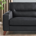 Elm Leather Sofa Black Down Filling Genuine Leather 2 Seat