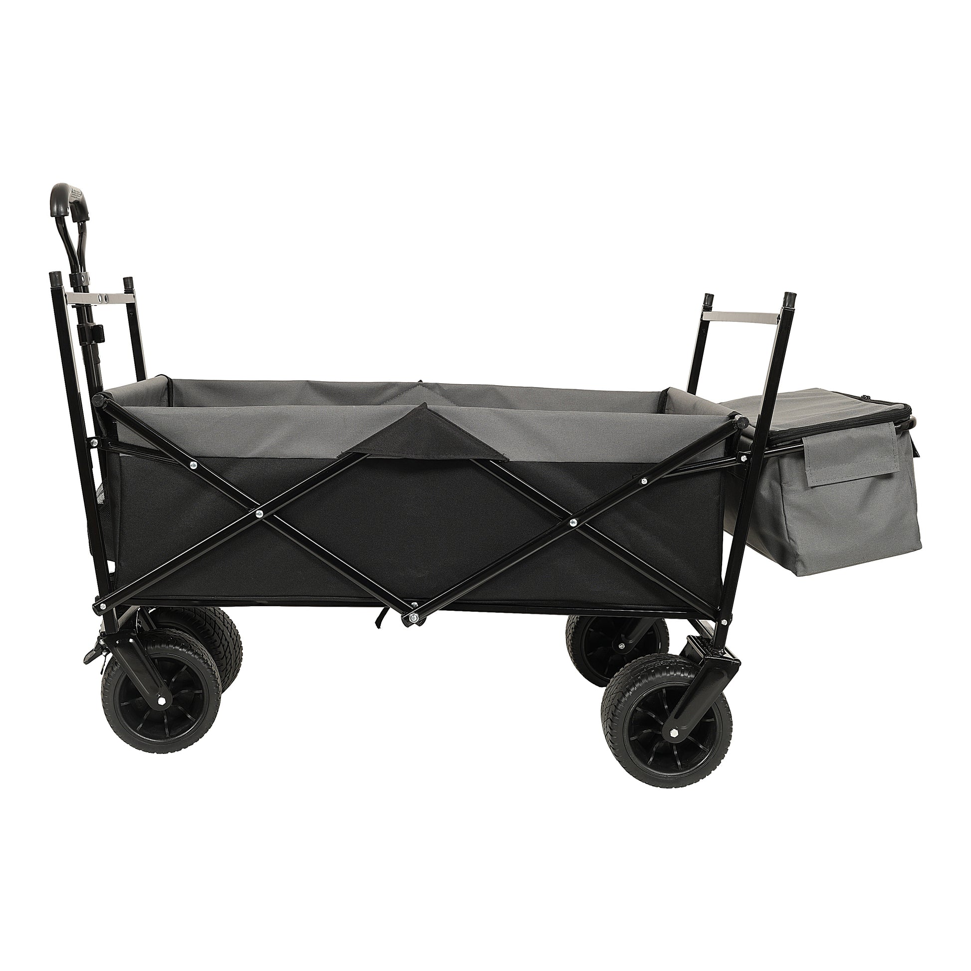 480Lbs Collapsible Wagon With Canopy,Wagon Stroller With 7" All Terrain Wheels, Lightweight Foldable Wagon, Large Capacity For Camping, Shopping, Sports, And Garden Use,Black With Mosquito Net Black