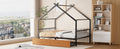 Full Size Metal House Bed With Two Drawers, Black Full Black Metal