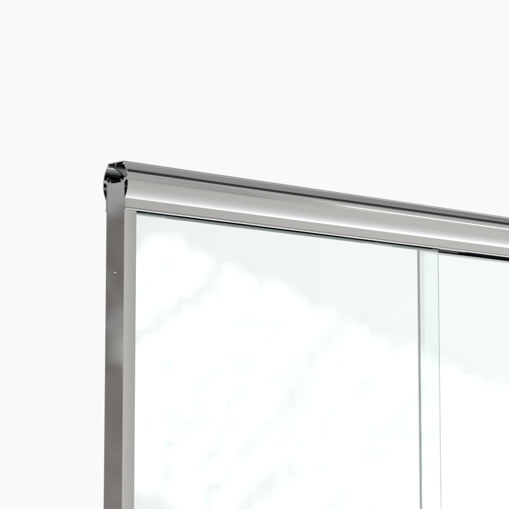 Semi Frameless Sliding Shower Door 56 60 In. W X 72 In. H, Bathroom Sliding Door With 5 16" Clear Tempered Glass,Chrome Finish, Designed For Smooth Door Closing Chrome Stainless Steel