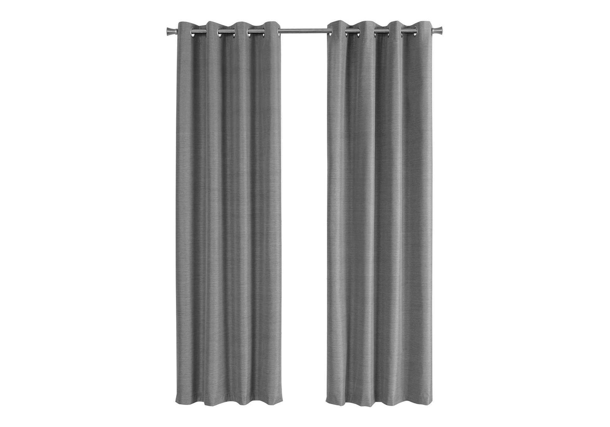 Curtain Panel, 2Pcs Set, 54"W X 84"L, 100% Blackout, Grommet, Living Room, Bedroom, Kitchen, Grey Thermal Insulation Polyester, Contemporary, Modern Grey Polyester