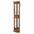 Corner Curio Cabinet With Lights, Adjustable Tempered Glass Shelves, Mirrored Back, Display Cabinet,Oak E26 Light Bulb Not Included Oak Mdf