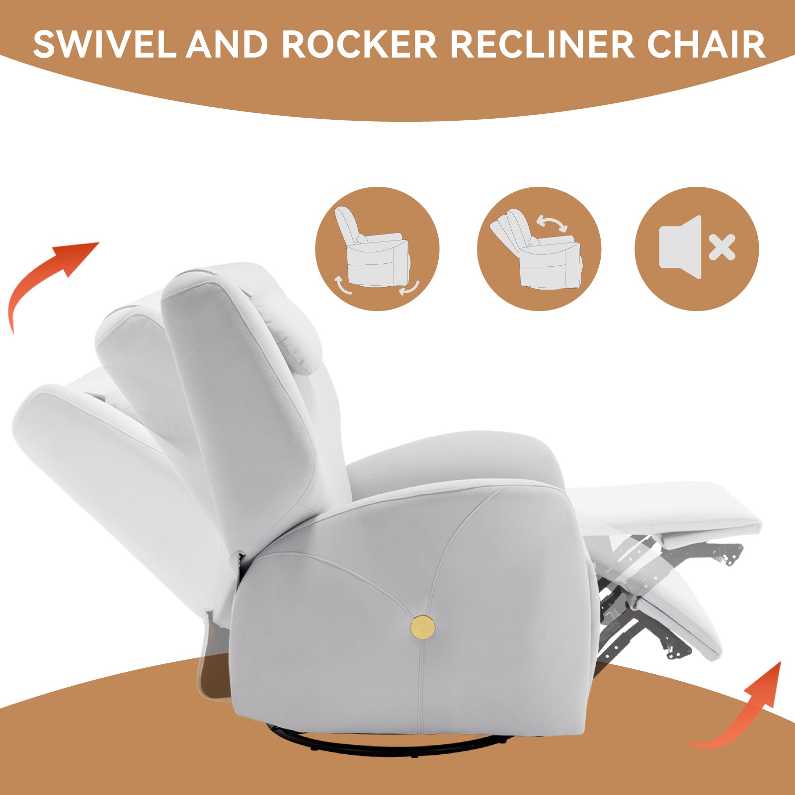 Beige Swivel And Rocker Power Recliner Chair With Lumbar And Neck Support Pillow, Max Swivel Degree 270 , Heavy Duty Motion Mechanism With Usb And Type C Ports Beige Polyester Power Push Button Metal Primary Living Space Medium Firm Tight Back Heavy Duty