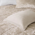 4 Pcs Velvet Comforter Set With Throw Pillow Full Queen Full Champagne Polyester