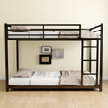 Metal Twin Over Full Bunk Bed Heavy Duty Sturdy Metal Noise Reduced Safety Guardrail No Box Spring Needed,Black Twin Black Metal Metal