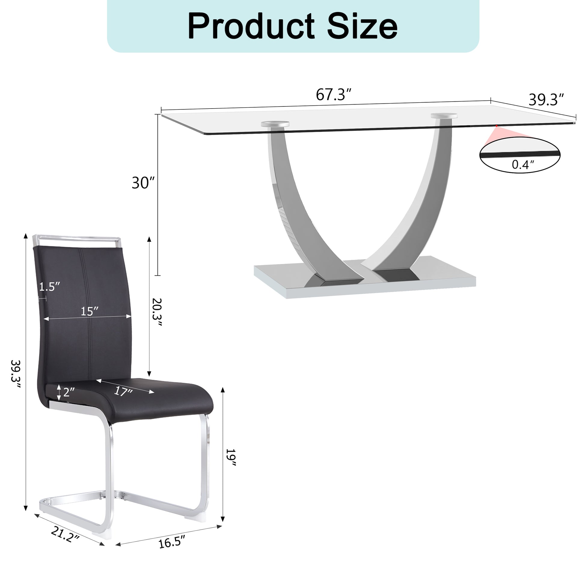 Table And Chair Set. Large Modern Rectangular Table With Glass Top And Silver Metal Legs. Furnished With Soft And Comfortable Pu Chairs With Faux Leather Upholstered Seats And Silver Metal Legs. Black Silver Seats 8 Glass Metal