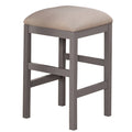 24 Inch Wood Counter Stool, Set Of 2, Cushioned, Farmhouse Design, Gray Beige Grey Wood Fabric