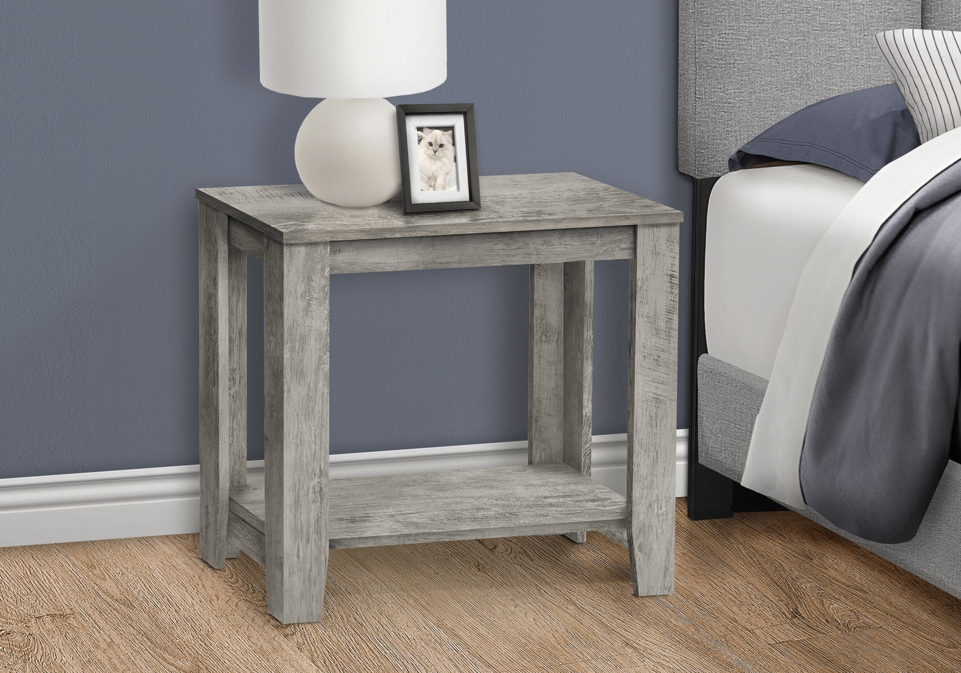 Accent Table, Side, End, Nightstand, Lamp, Living Room, Bedroom, Contemporary, Modern Grey Particle Board