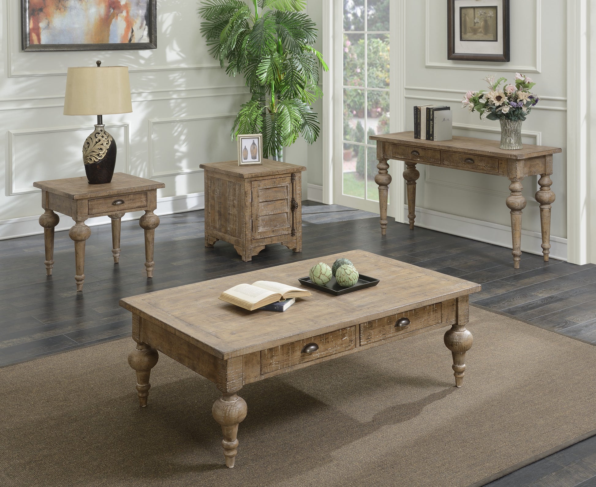 Ludin Taupe Coffee Table Taupe Solid Wood