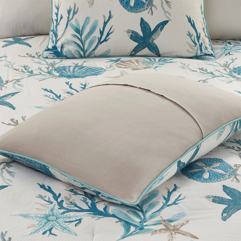 7 Piece Cotton Sateen Comforter Set Aqua King King Aqua Cotton