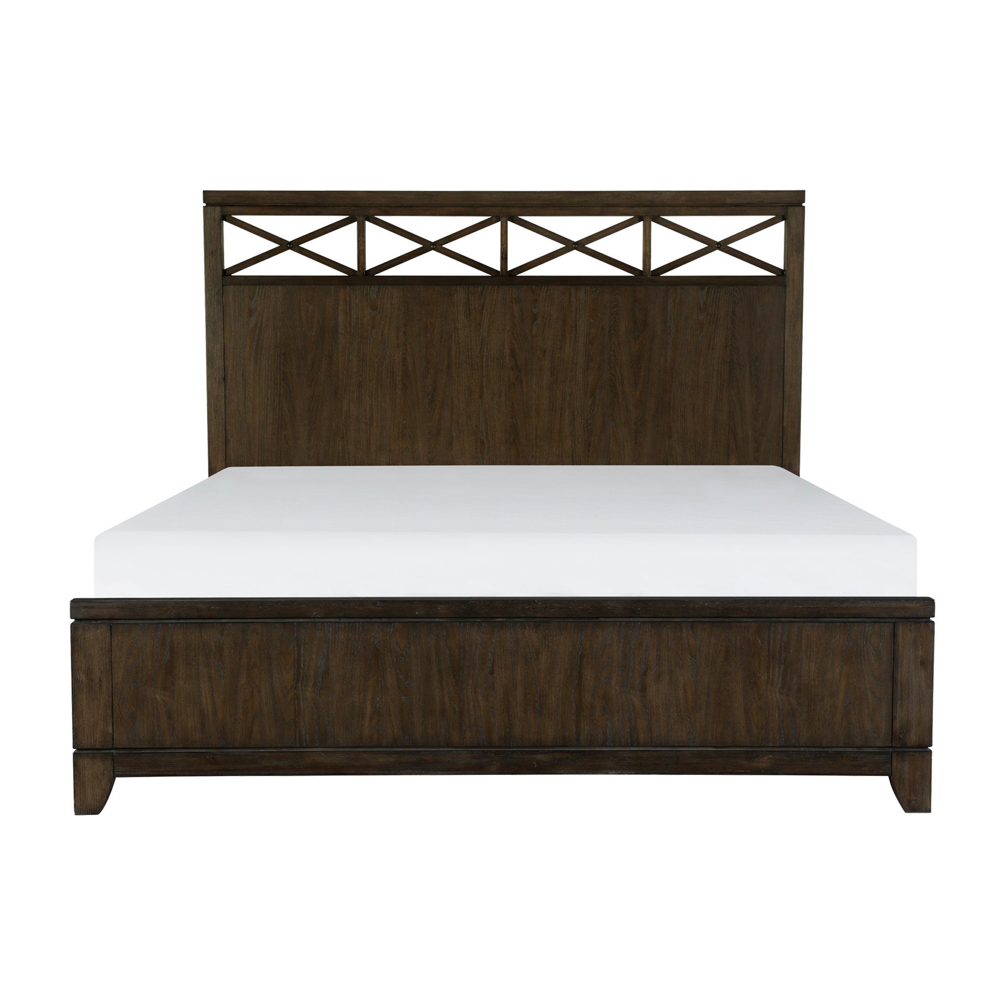 Contemporary Style Bedroom 1Pc Queen Bed Headboard With X Frame Insert Dark Brown Finish Wooden Furniture Modern Look Box Spring Required Queen Dark Brown Wood Bedroom Contemporary,Modern Panel Wood