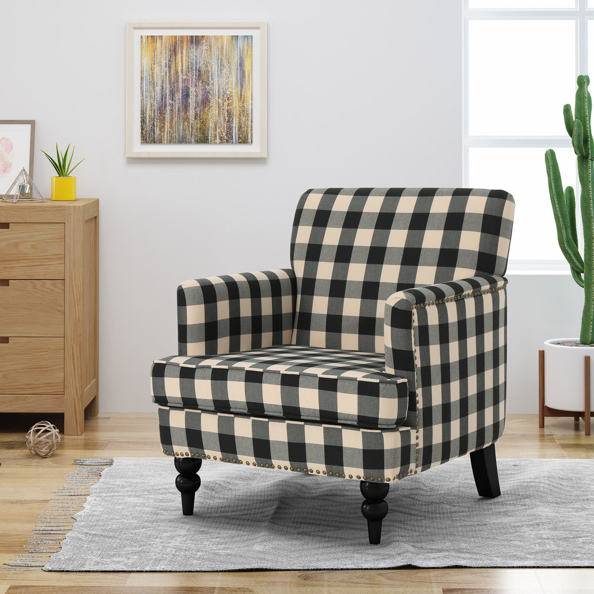 Harrison Tufted Club Chair Black Fabric