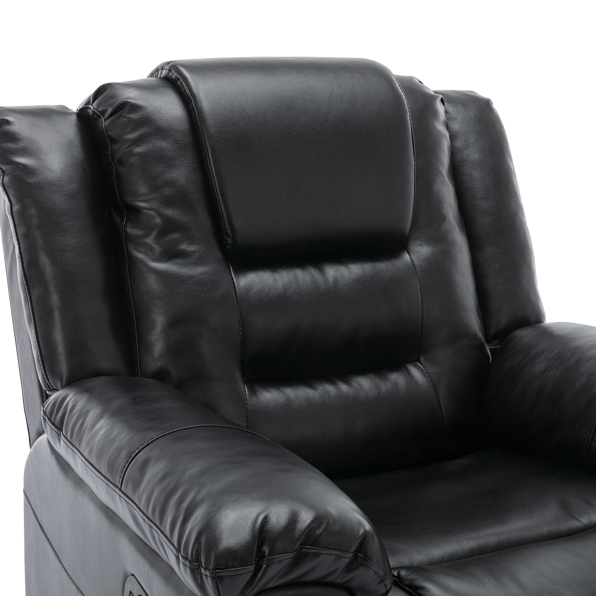 Home Theater Recliner Set Manual Recliner Chair With Wide Armrest, Two Built In Cup Holders For Living Room,Bedroom, Black Old Sku:Sg000760Aab Black Foam Pu Leather