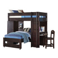 Wenge Twin Over Twin Loft Bed With Built In Desk, Wardrobe And Chair Wenge Bedroom Wood