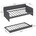Daybed, Sofa Bed Metal Framed With Trundle Twin Size, Grey, 78.4''L X 41''W X 29.8''H. Twin Grey Iron