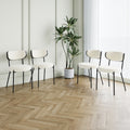 Modern Grey Simple Teddy Velvet Dining Chair Upholstered Chair Family Bedroom Stool Back Dressing, Black Round Table Set,Bentwood Covered With Ash Veneer Chair Back,Chair Black Metal Legs Set Of 5 Black Mdf