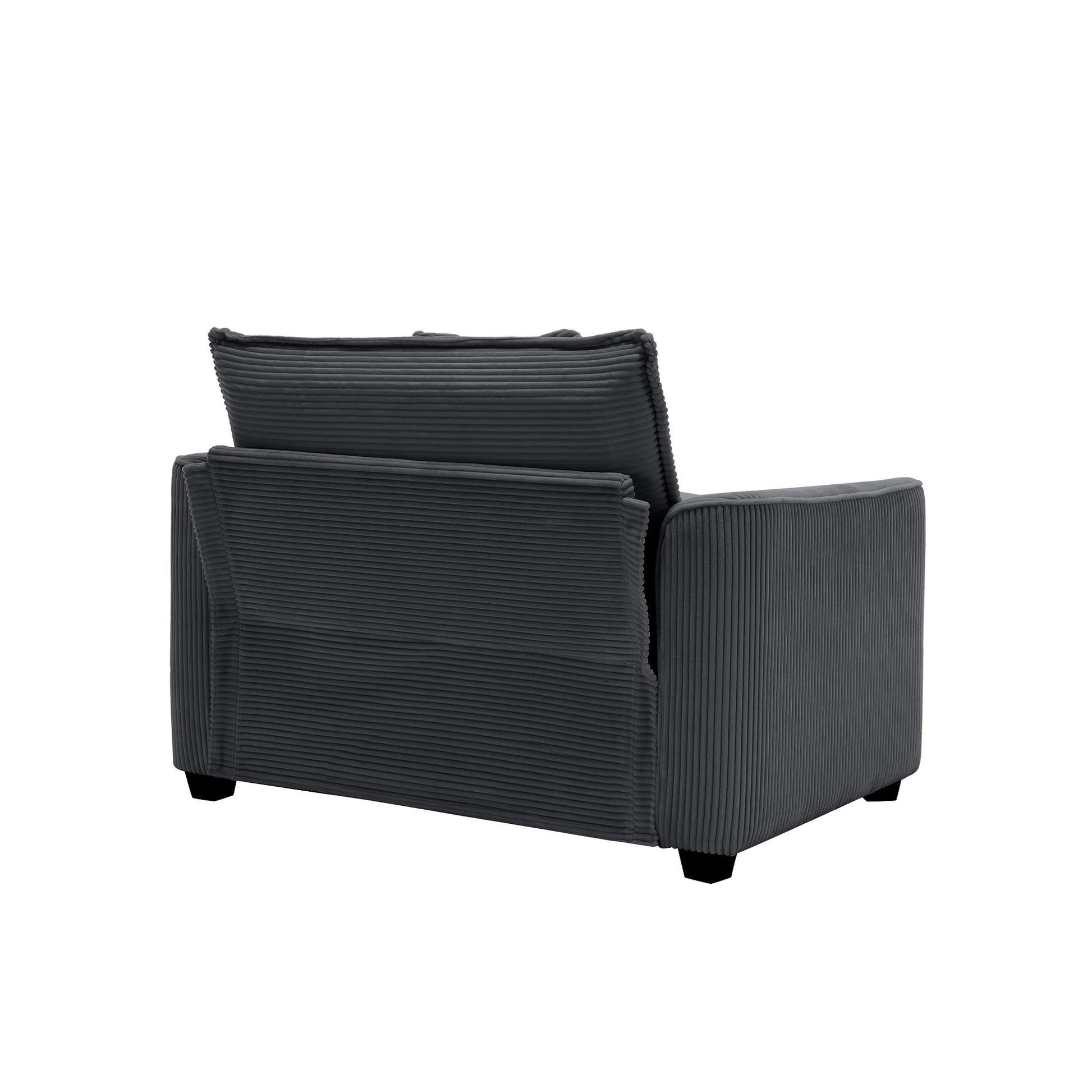 Luxurious And Sophisticated Deep Seated Sofa Set With Two Single Chairs In Grey Corduroy Fabric, Suitable For Bedroom And Office Grey Corduroy 2 Seat
