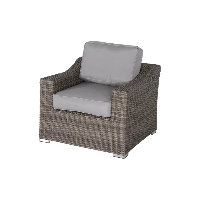 5 Person All Weather Wicker Sectional Seating Group With Cushions Fully Assembled Grey,Grey Mix Wicker