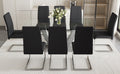 Table And Chair Set, Large Modern Rectangular Glass Table, Can Accommodate 6 8 People, Equipped With A 0.39 Inch Tempered Glass Tabletop And Large Mdf Table Legs, Comfortable And Soft Chairs. Transparent Mdf Glass