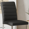 Table And Chair Set, Large Modern Rectangular Glass Table, Can Accommodate 6 8 People, Equipped With A 0.39 Inch Tempered Glass Tabletop And Mdf Table Legs.Paired With Comfortable And Soft Chairs. Black Mdf Glass