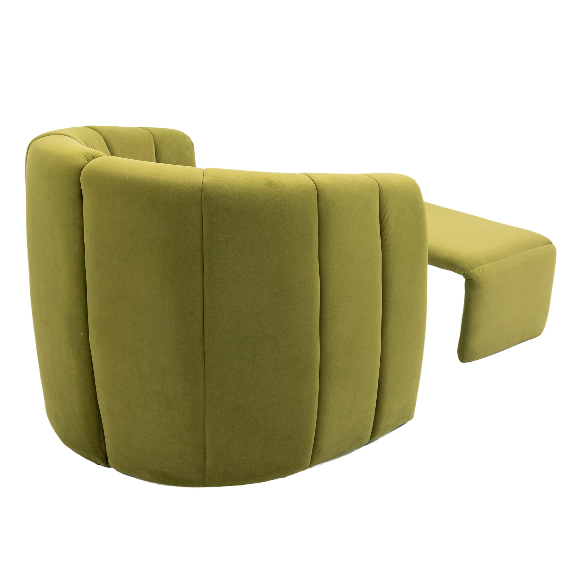 Coolmore Accent Chair With Ottoman, Mid Century Modern Barrel Chair Upholstered Club Tub Round Arms Chair For Living Room Bedroom Office Olive Green Velvet Olive Green Foam Velvet