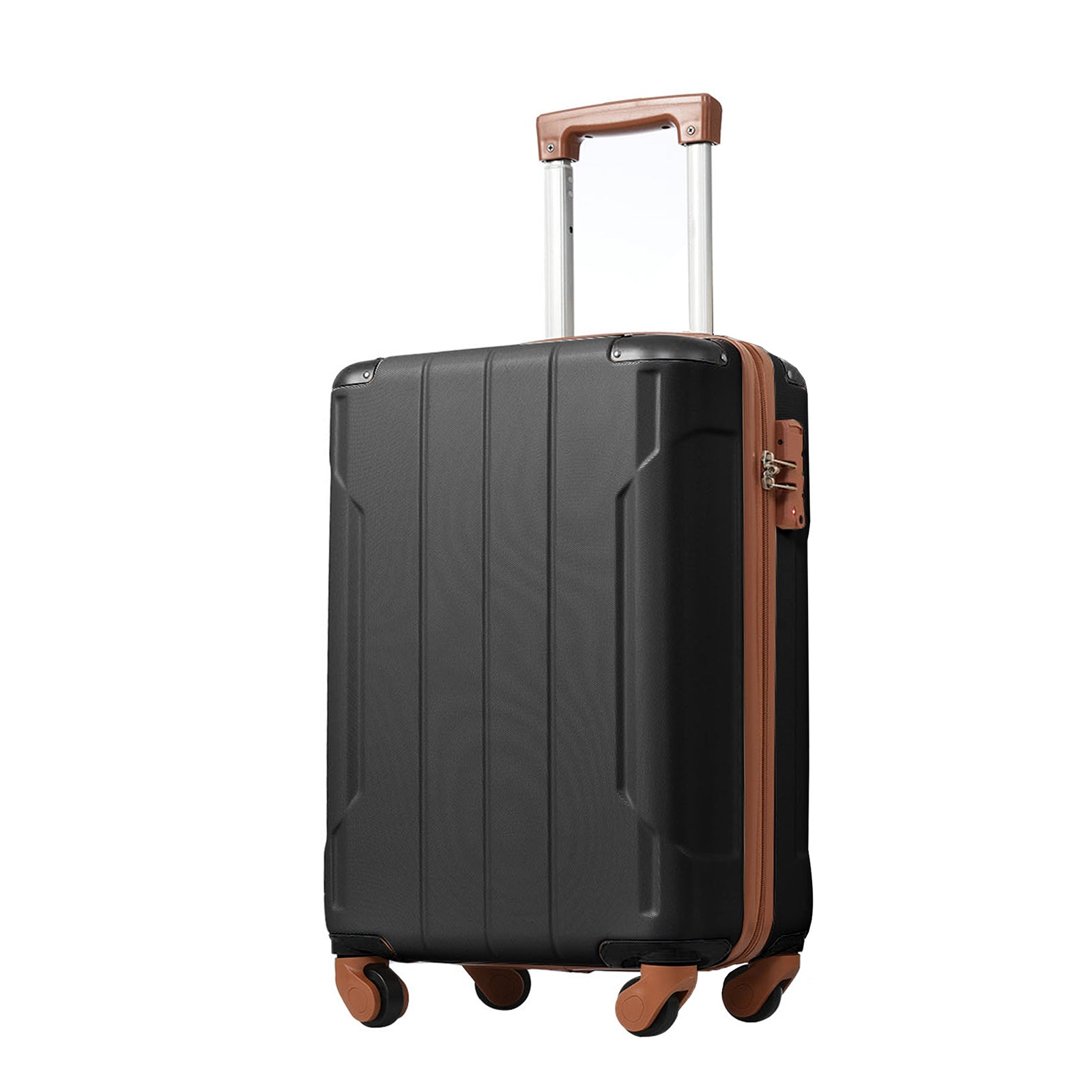 Hardshell Luggage, Lightweight Durable Abs Suitcases With Double Wheels Tsa Lock 20'' Single Luggage Black Brown Abs